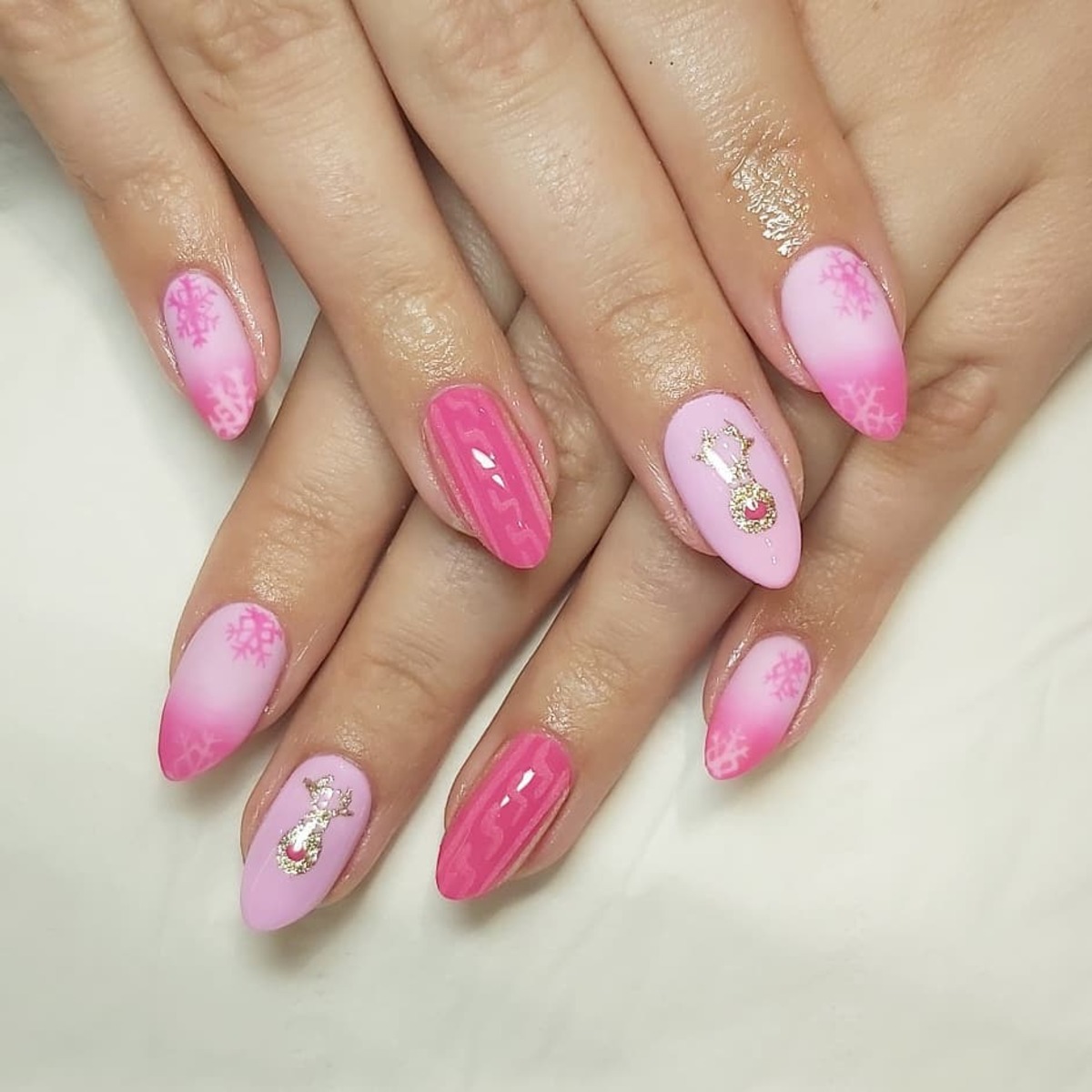 14. Pink Ombre with Snowflakes and Knit Patterns