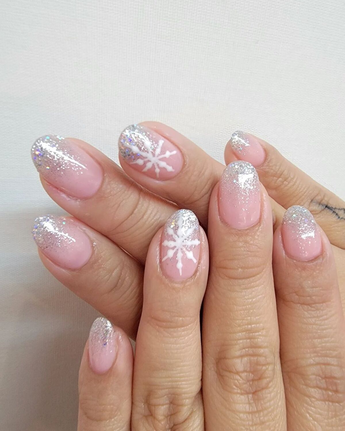 8. Snowy Ombre with Delicate Silver Accents