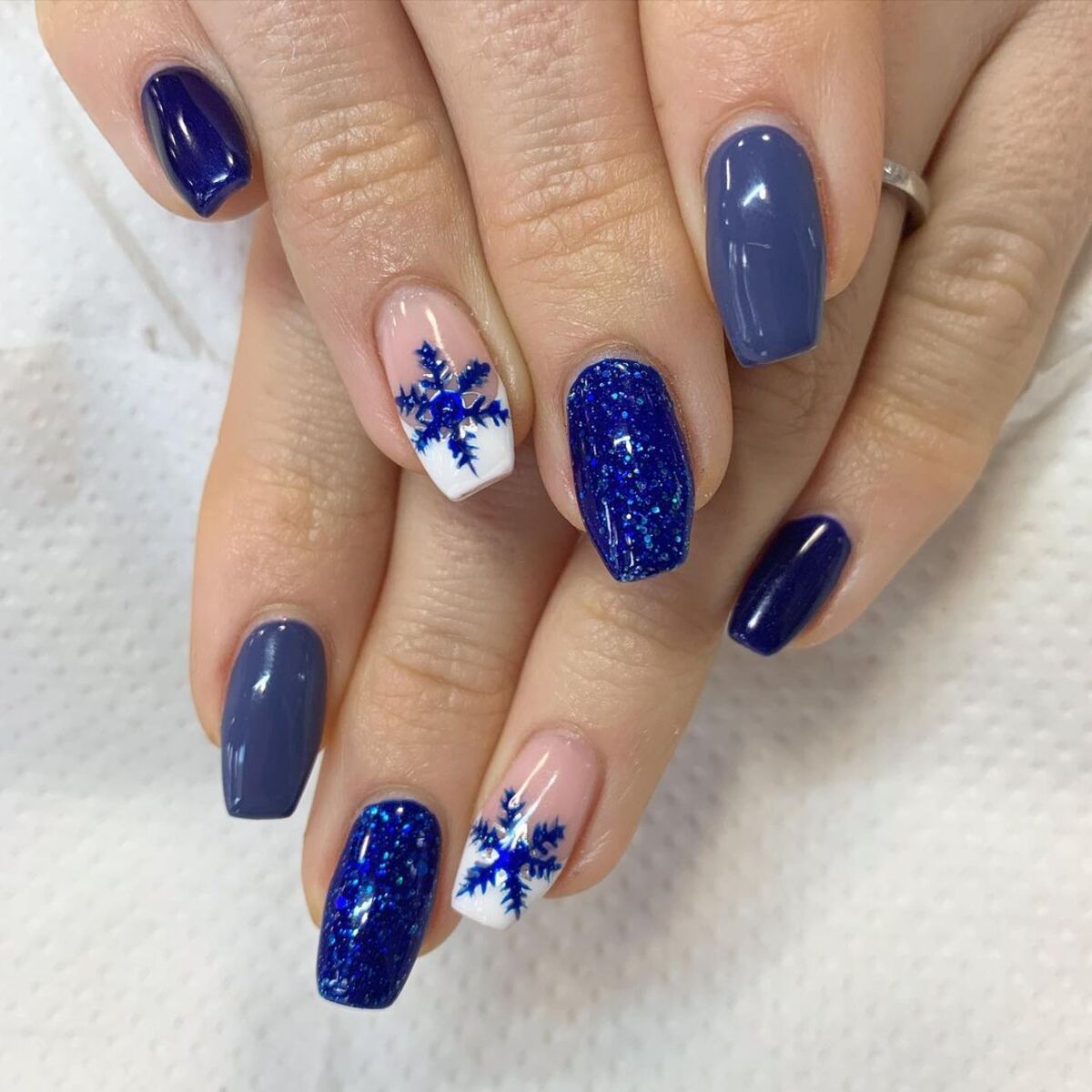 20. Minimalist Blue with Snowflake Accent