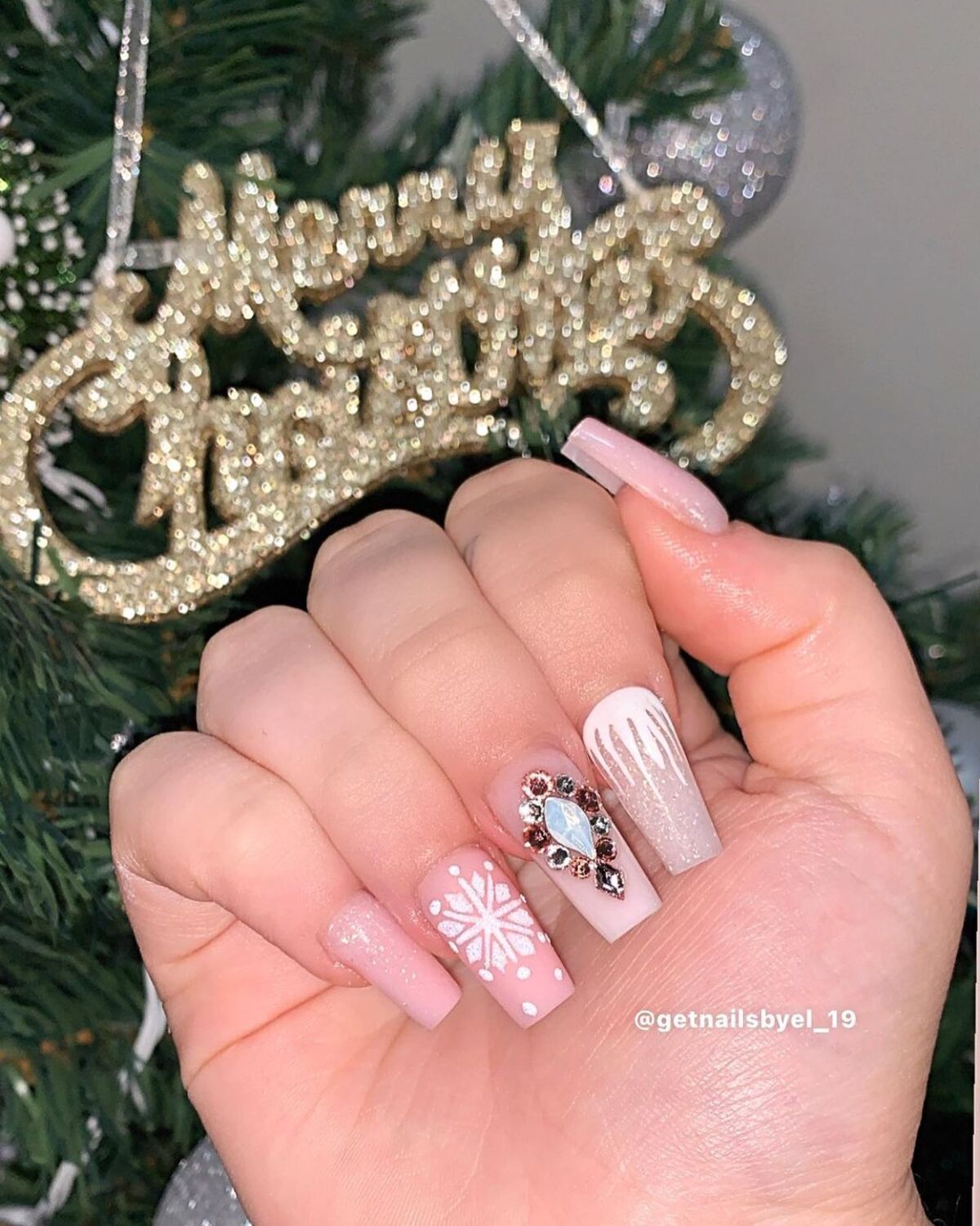 23. Frosty Pink with Delicate Rhinestones