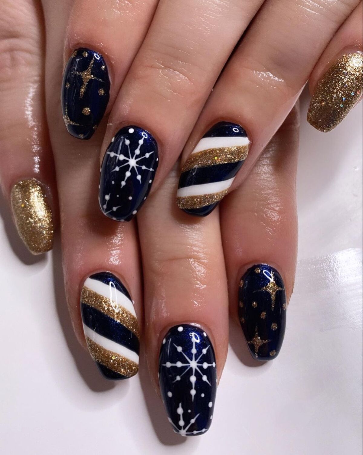 12. Midnight Blue and Gold Sparkle Combo