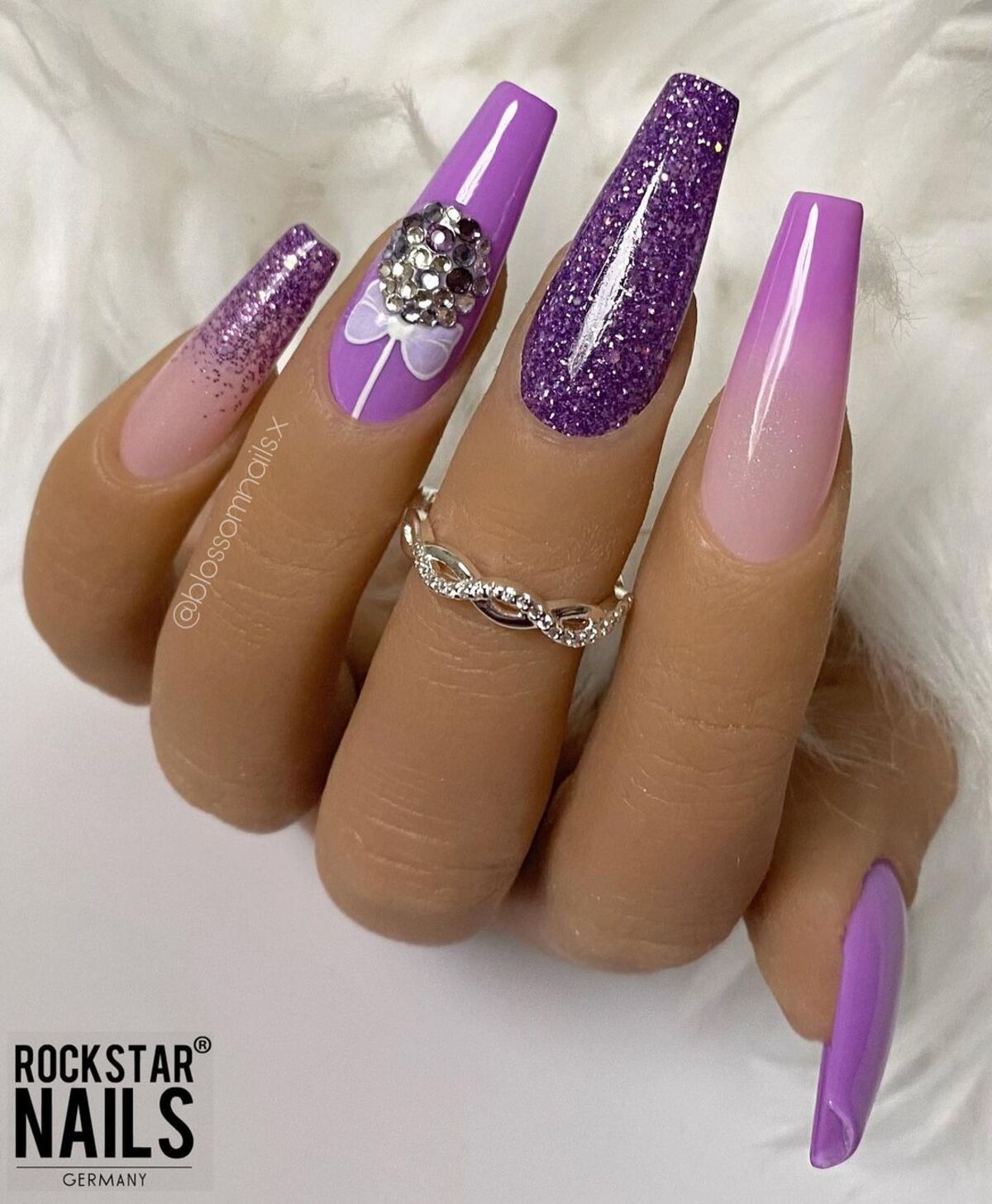 16. Glamorous Lavender Glitter with 3D Embellishment