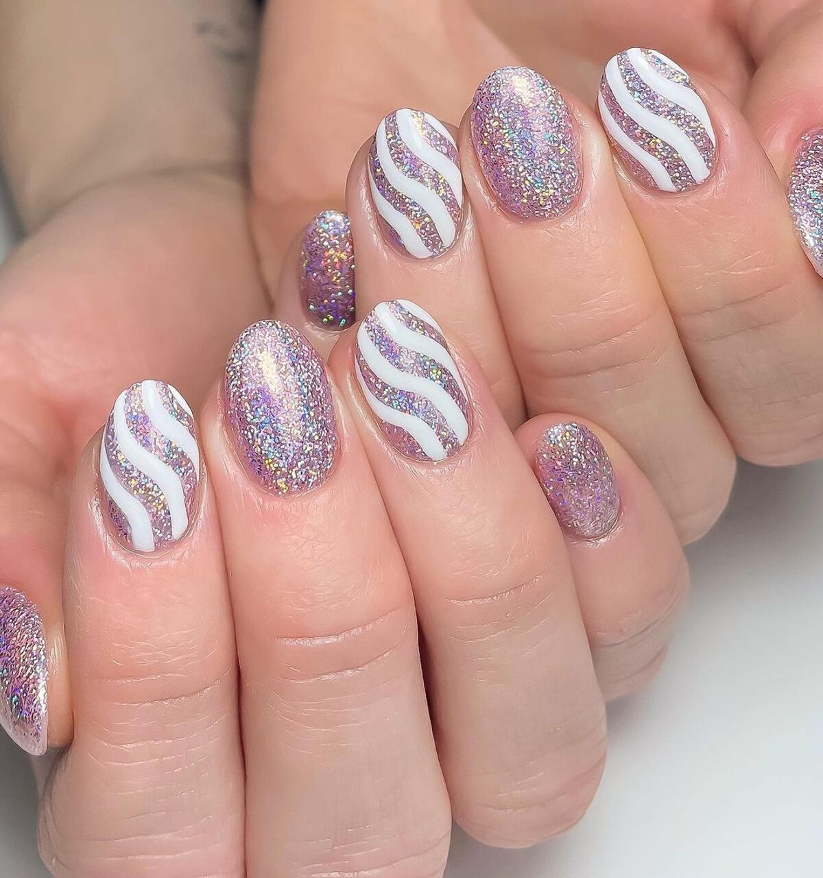 29. Holographic Glitter with White Swirls