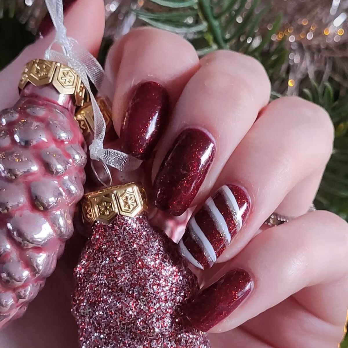 7. Classic Burgundy with Candy Cane Stripes