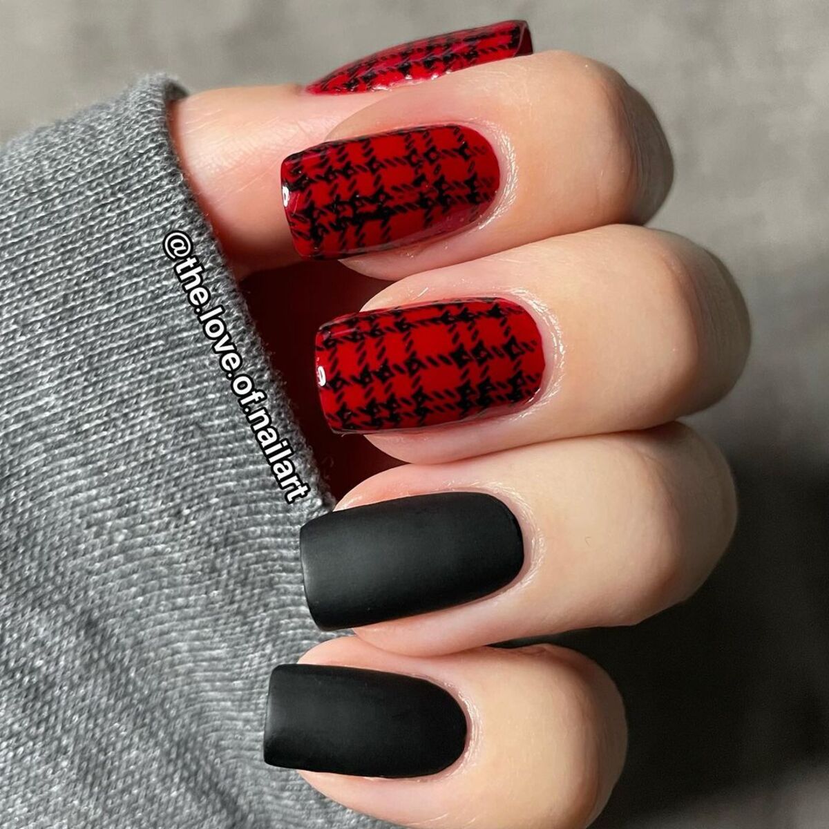 11. Bold Red Plaid with Matte Black