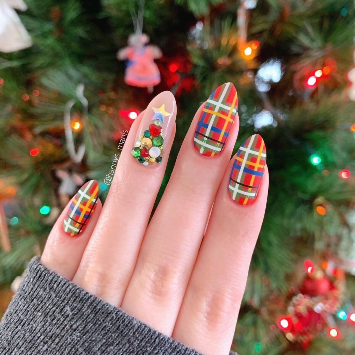 4. Plaid with a Christmas Tree Accent