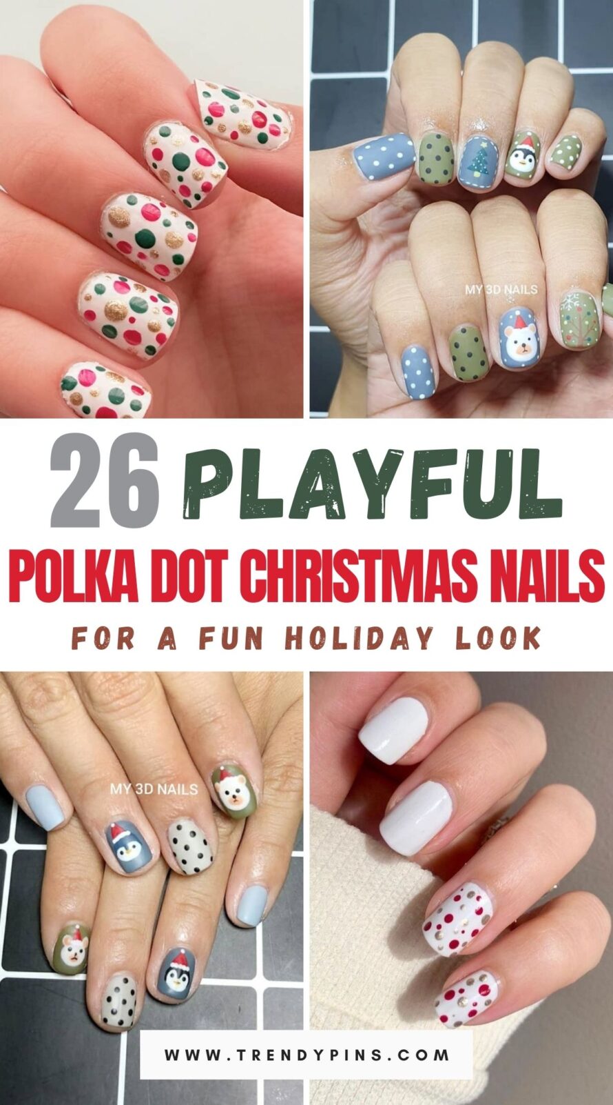 Playful Polka Dot Christmas Nails