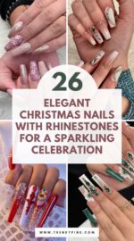 26 Stunning Christmas Nails With Rhinestones For A Glam Holiday Look Christmas Nails Ideas 3