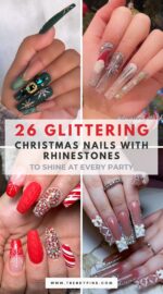 26 Stunning Christmas Nails With Rhinestones For A Glam Holiday Look Christmas Nails Ideas 4