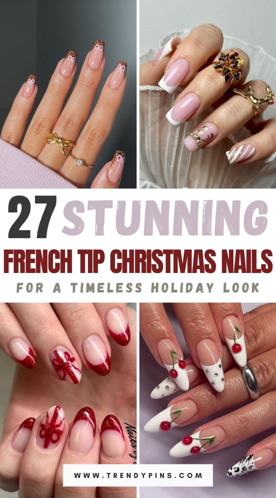 27 Chic French Tip Christmas Nails For A Timeless Holiday Look Christmas Nails Ideas 1