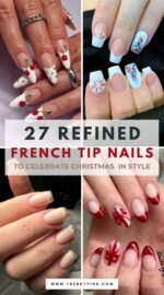 27 Chic French Tip Christmas Nails For A Timeless Holiday Look Christmas Nails Ideas 4