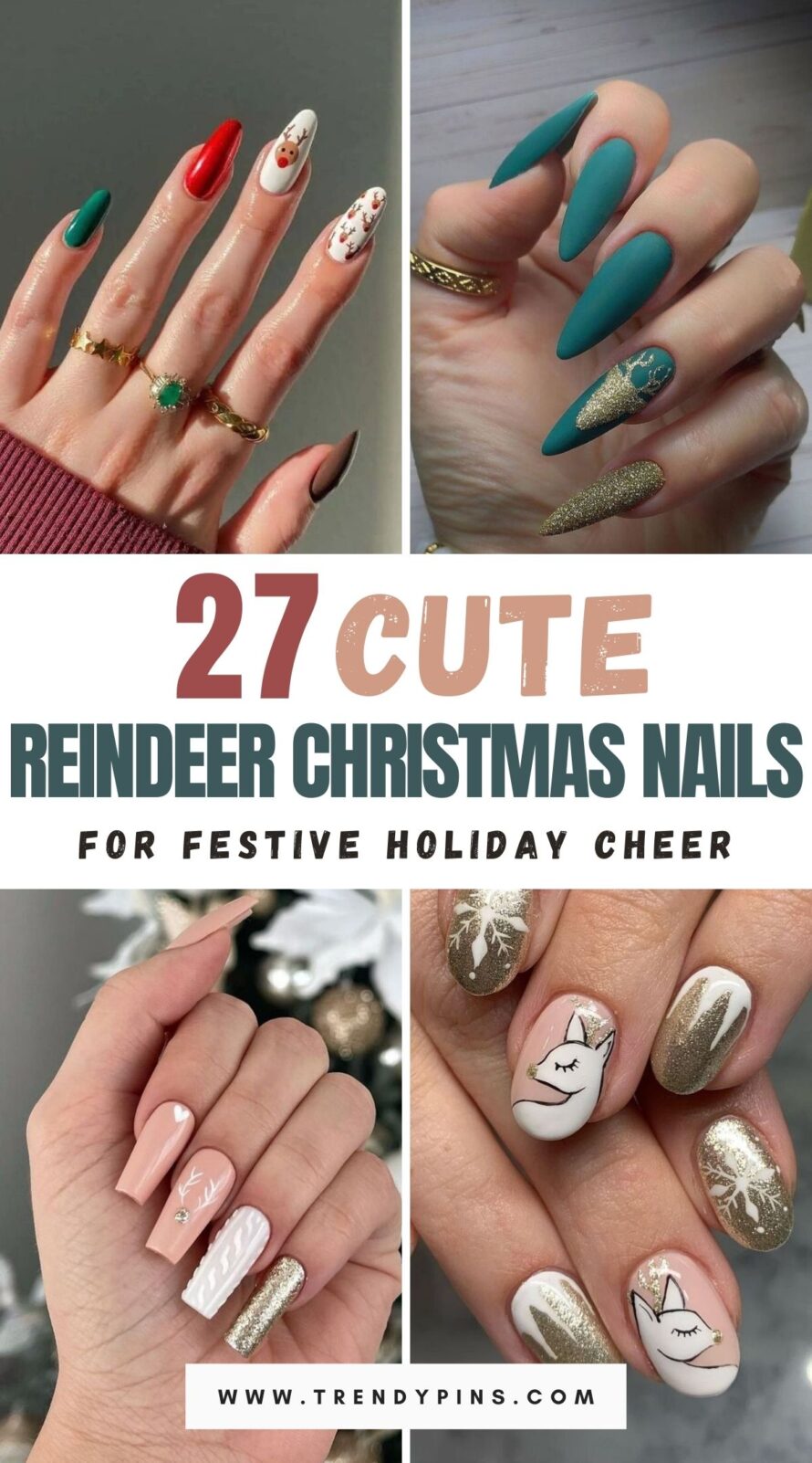 Cute Reindeer Christmas Nails