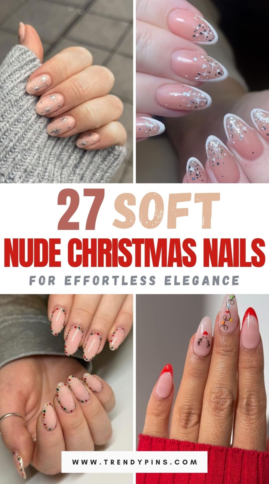 Nude Christmas Nails For A Subtle And Elegant Holiday Style