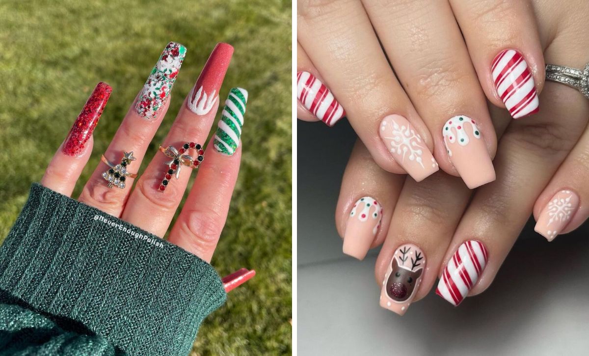 29 Stylish Christmas Nails With Stripes To Add A Festive Touch