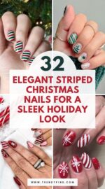 29 Stylish Christmas Nails With Stripes To Add A Festive Touch 3