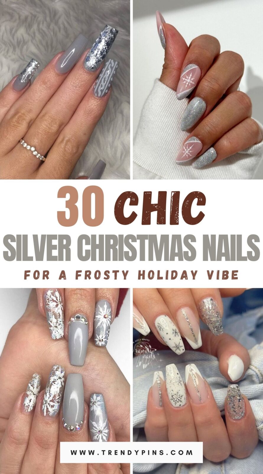 30 Chic Silver Christmas Nails For A Frosty, Festive Vibe 1