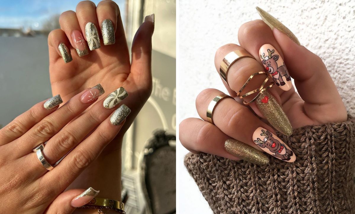 31 Luxurious Gold Christmas Nails To Sparkle This Season