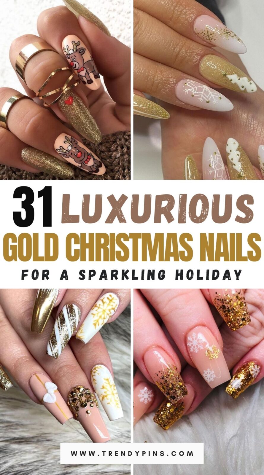 Luxurious Gold Christmas Nails