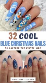 32 Stunning Blue Christmas Nails For A Winter Wonderland Look Christmas Nails Ideas 4