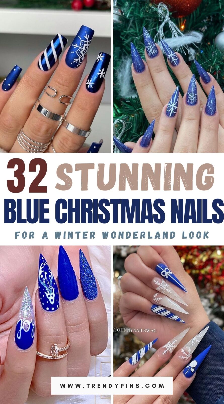 Stunning Blue Christmas Nails