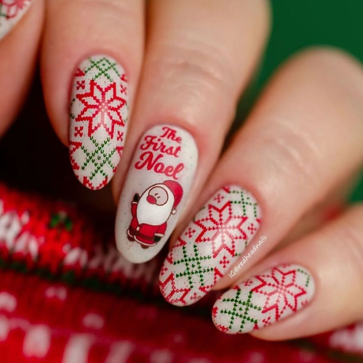 14. Classic Nordic Christmas Sweater Nails