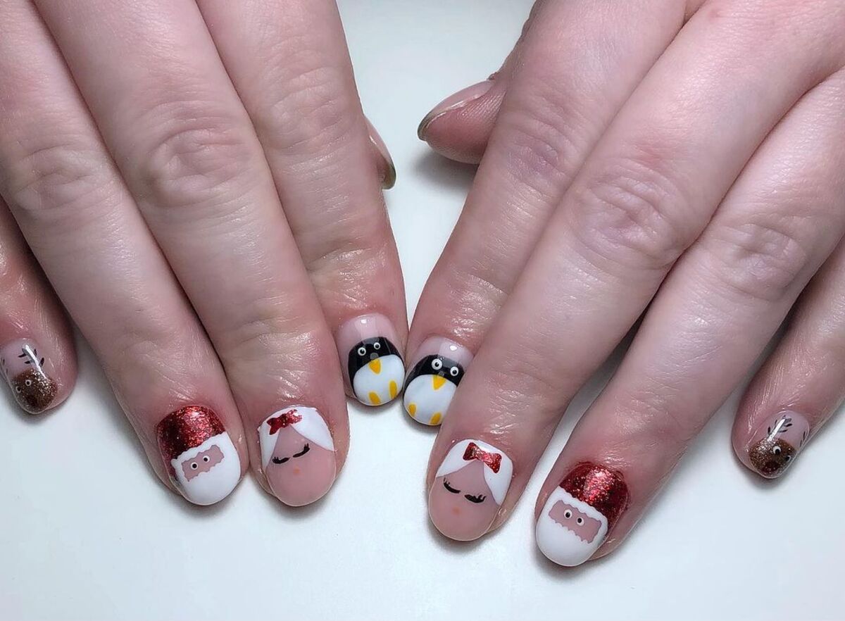 21. Cute Penguin and Santa Combo with Festive Sparkles