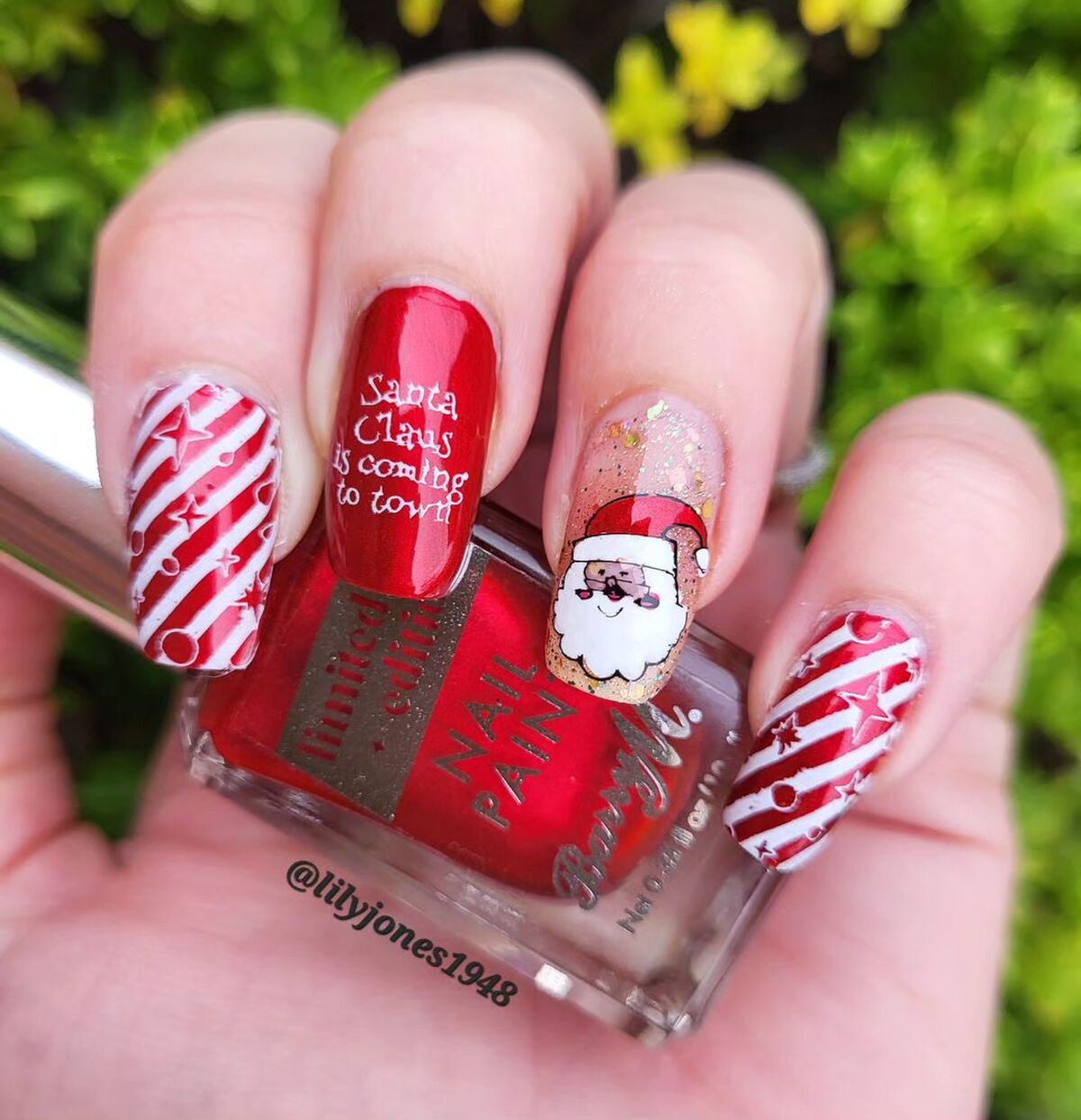 7. Candy Cane Stripes and Santa Claus Accents