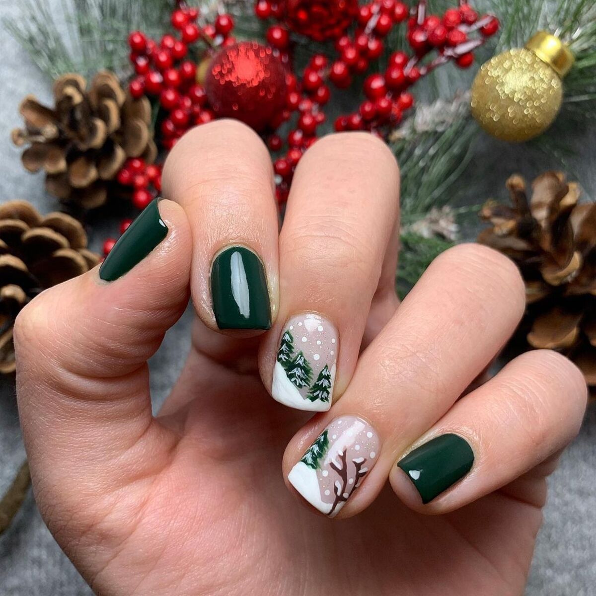 19. Snowy Winter Forest with Deep Green Accents