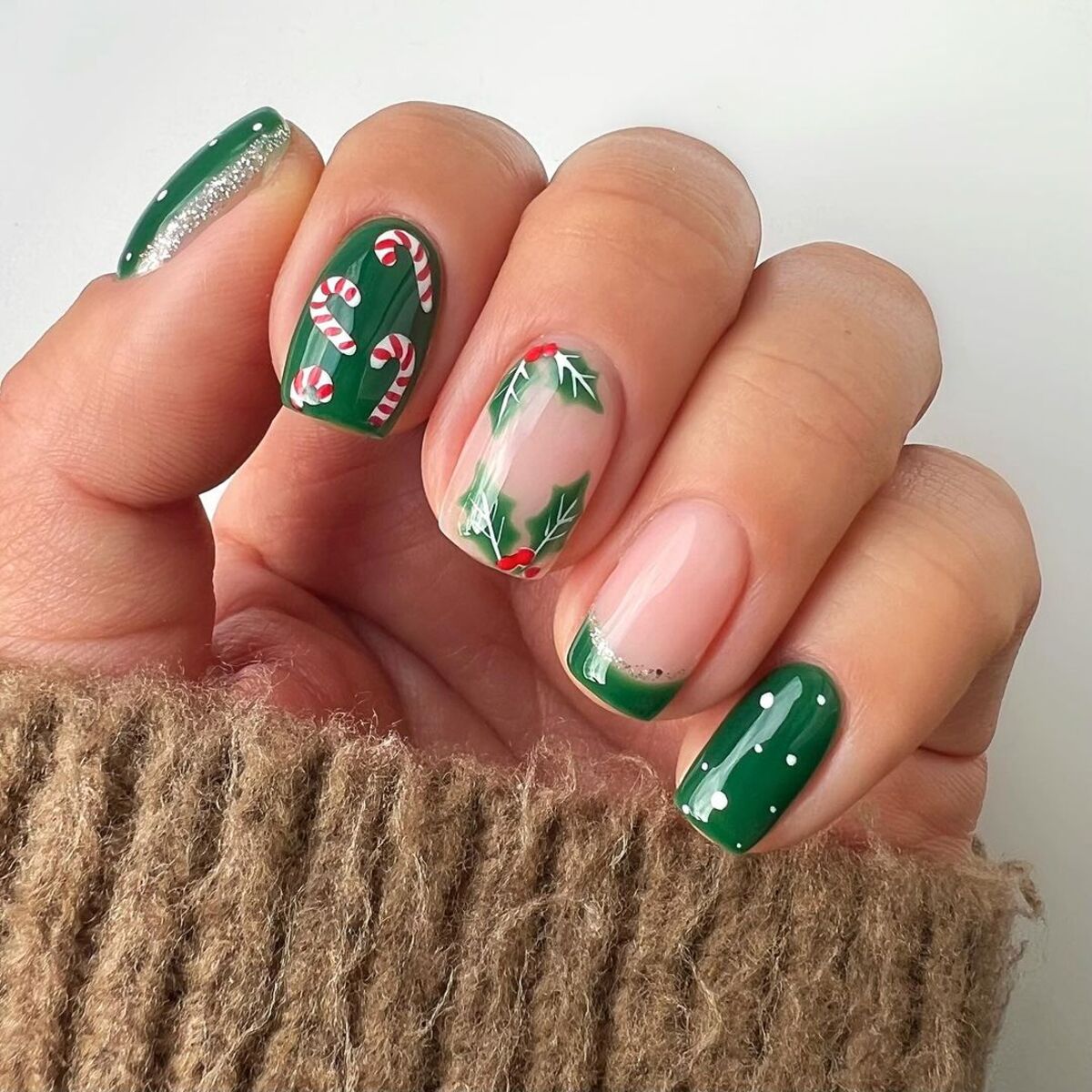 16. Classic Christmas Green with Candy Canes and Holly