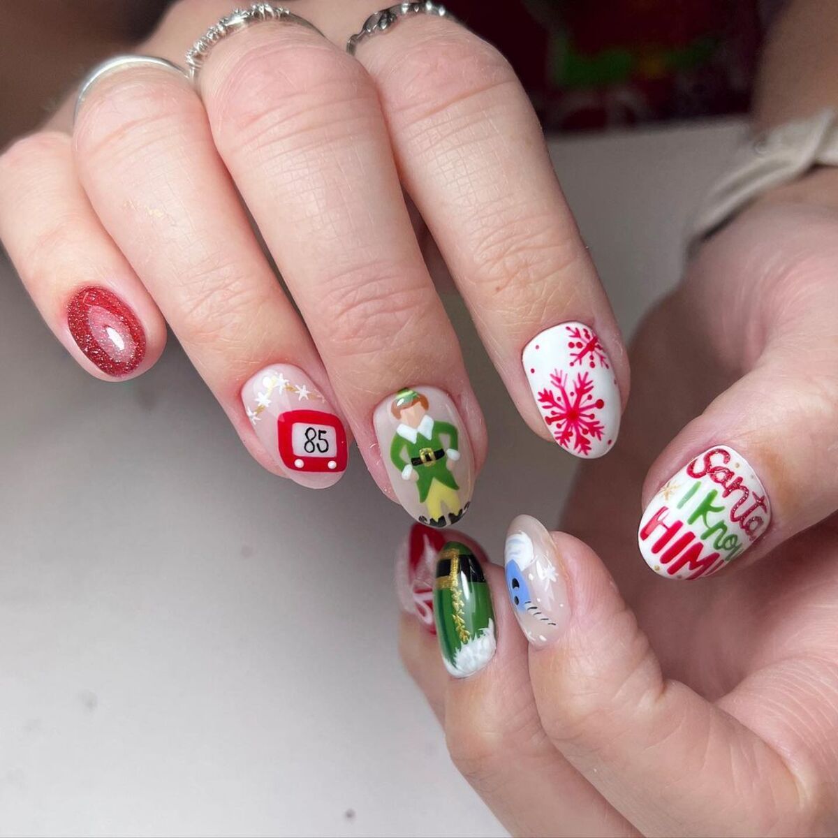 7. Elf and Holiday Icons on Bright White