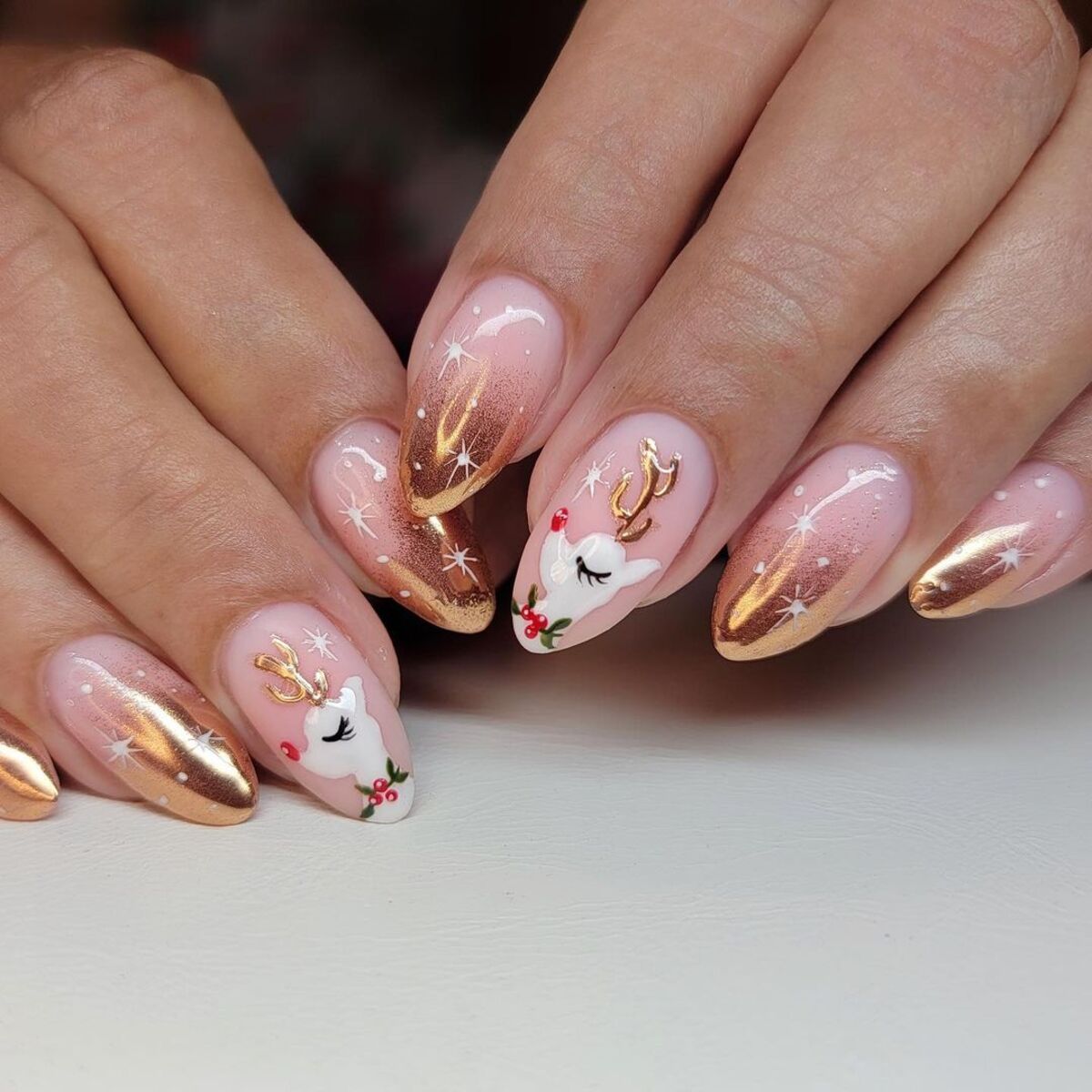 4. Reindeer and Metallic Ombre Magic