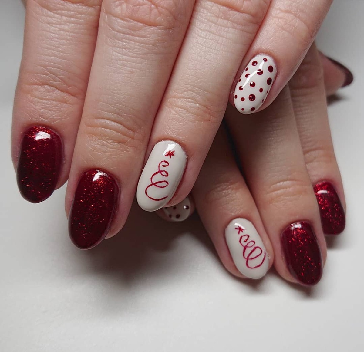 25. Festive Red Swirls and Polka Dots