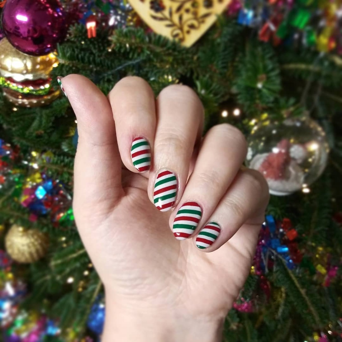 20. Green and Red Christmas Stripes