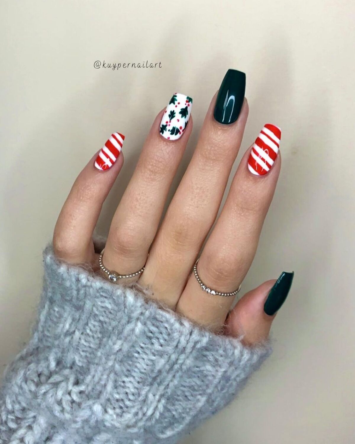 4. Christmas Stripes with Holly Accent