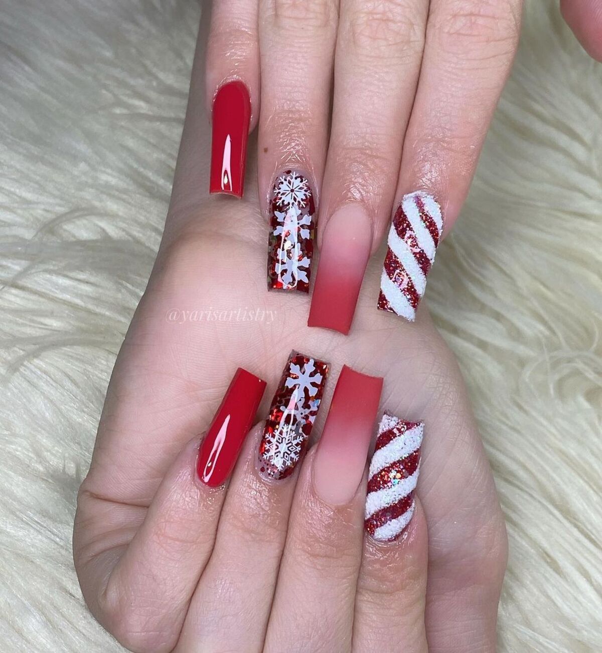 5. Sparkling Candy Cane and Snowflake Combo