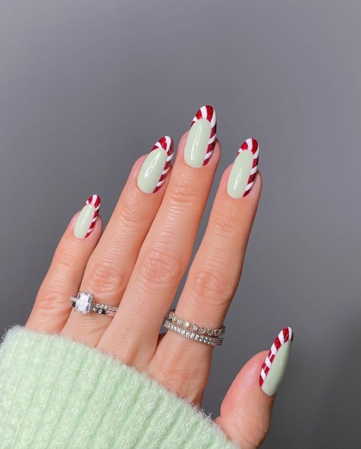 5. Peppermint Swirl Accents with Red-Striped Tips