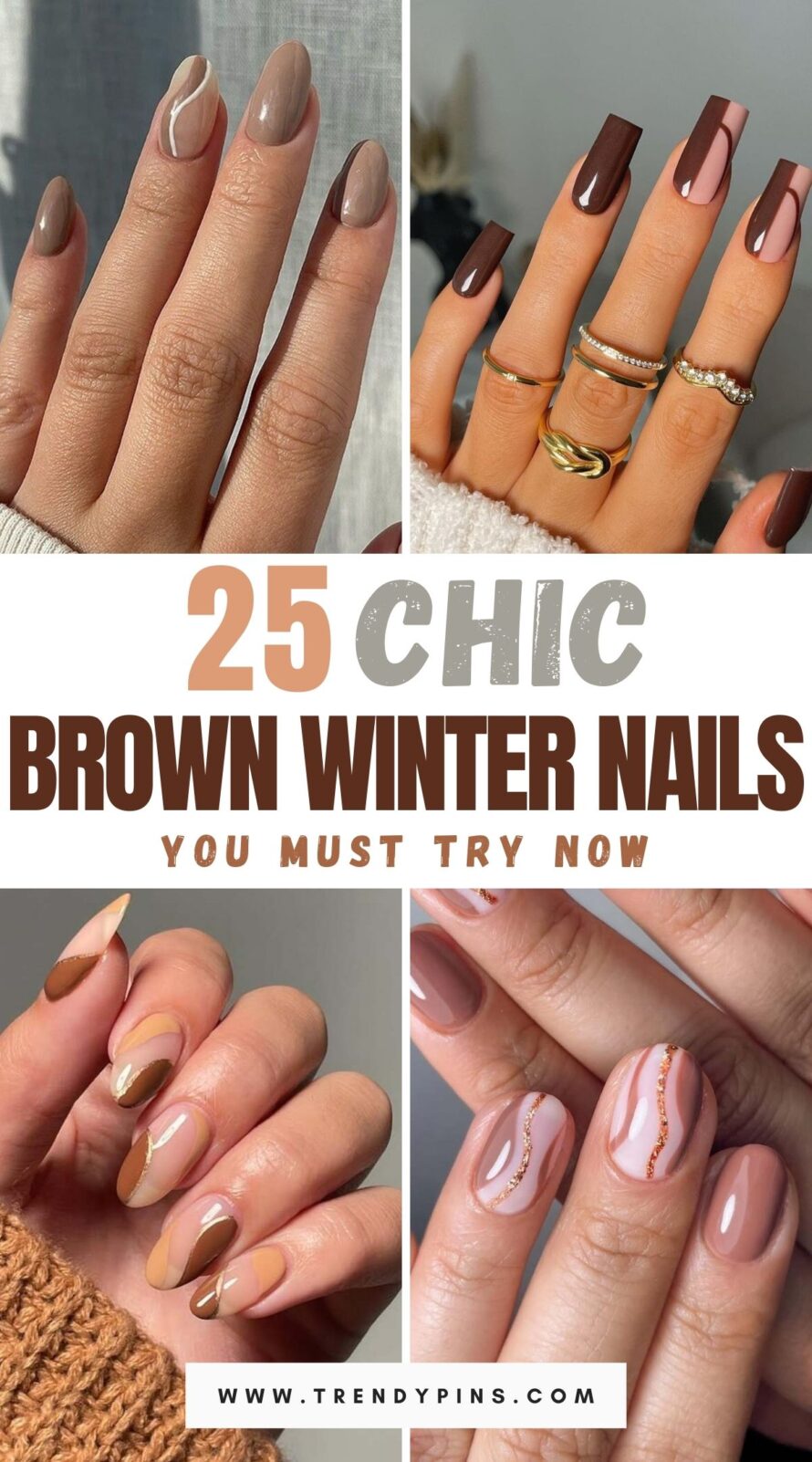 Chic Winter Nail Ideas in Warm Brown Shades