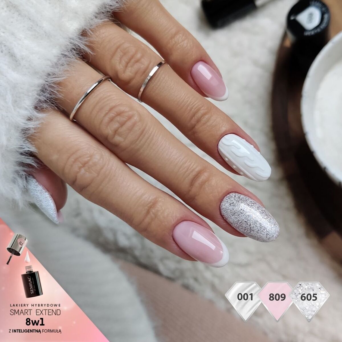 13. Soft Pink and White with Sweater Accents