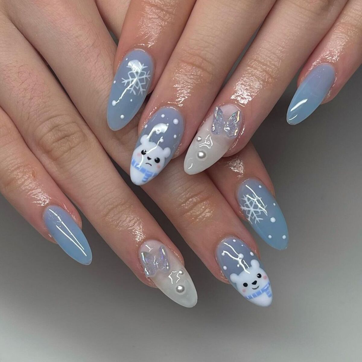 7. Playful Blues with Snowflakes and Polar Bears