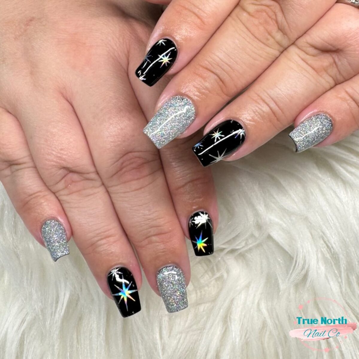 11. Sparkling Starry Night with Black and Silver