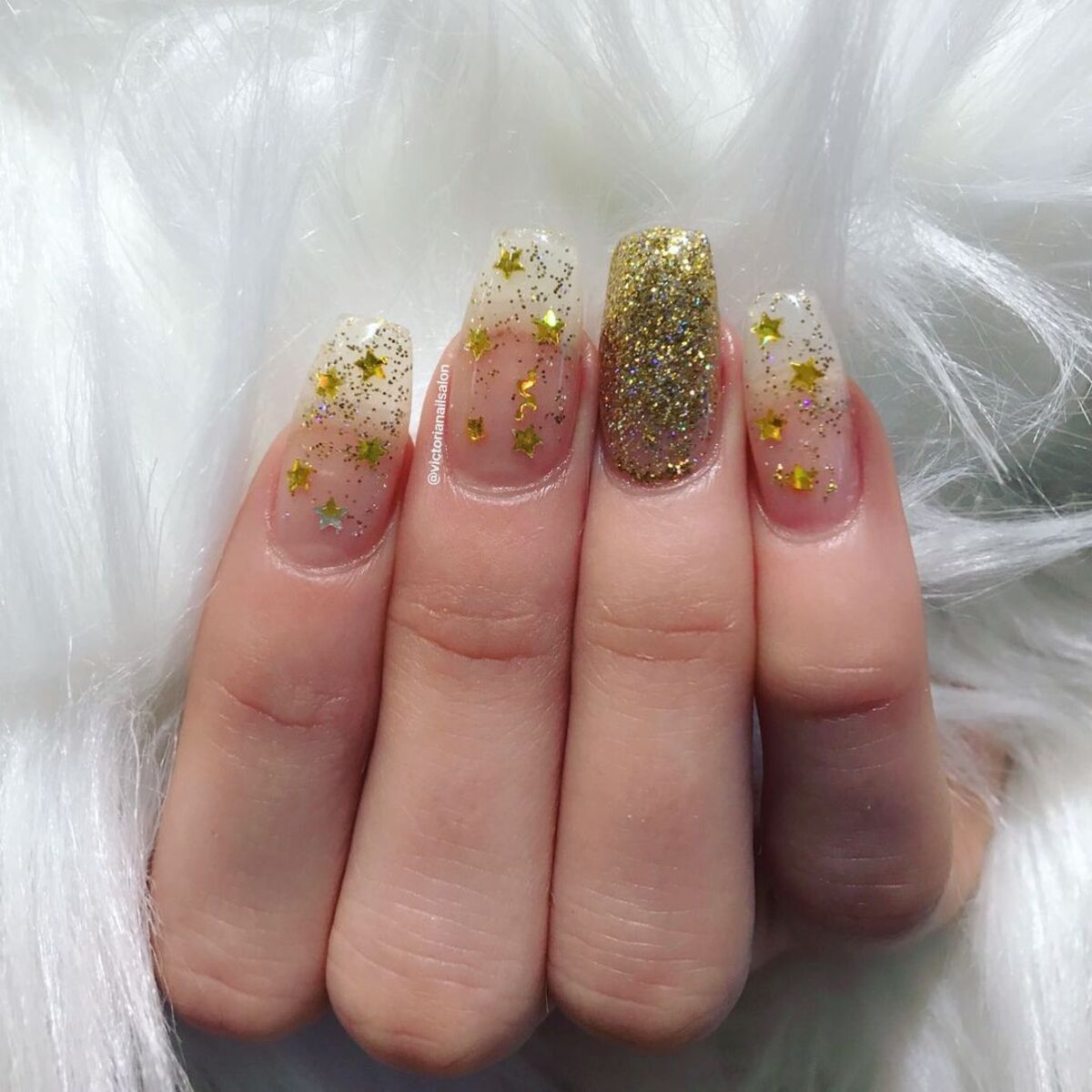 25. Gold Star Glitter with Sheer Base