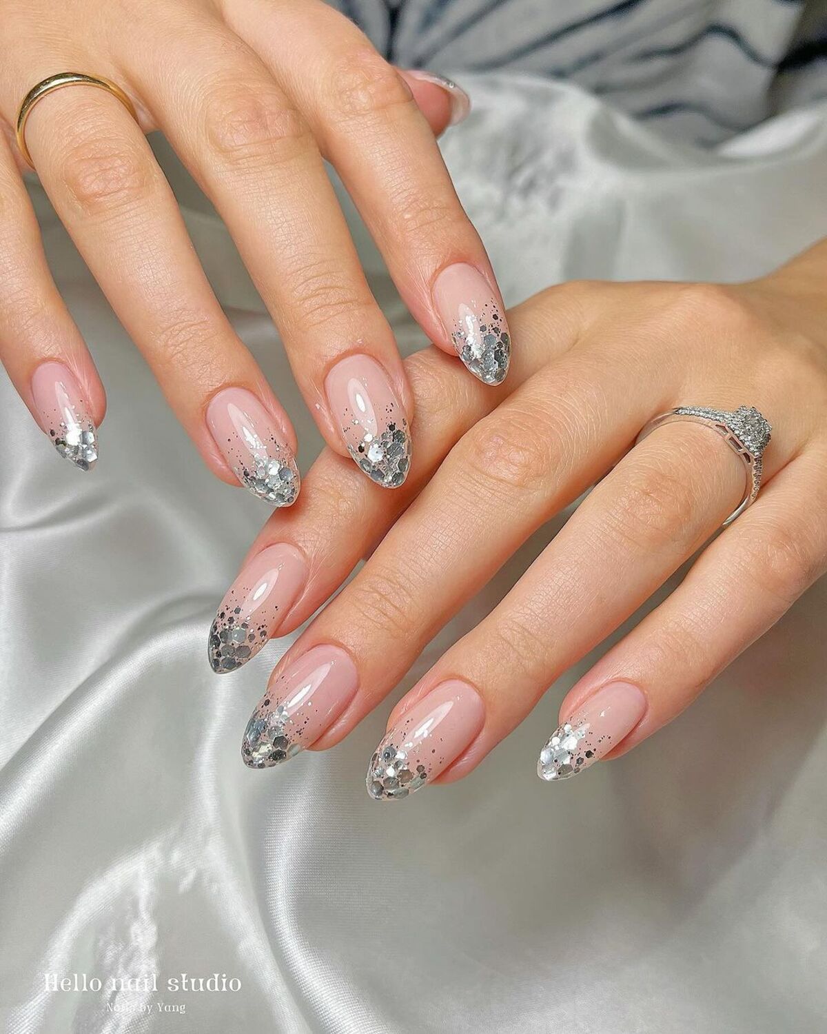 13. Icy Silver Sequin Tips