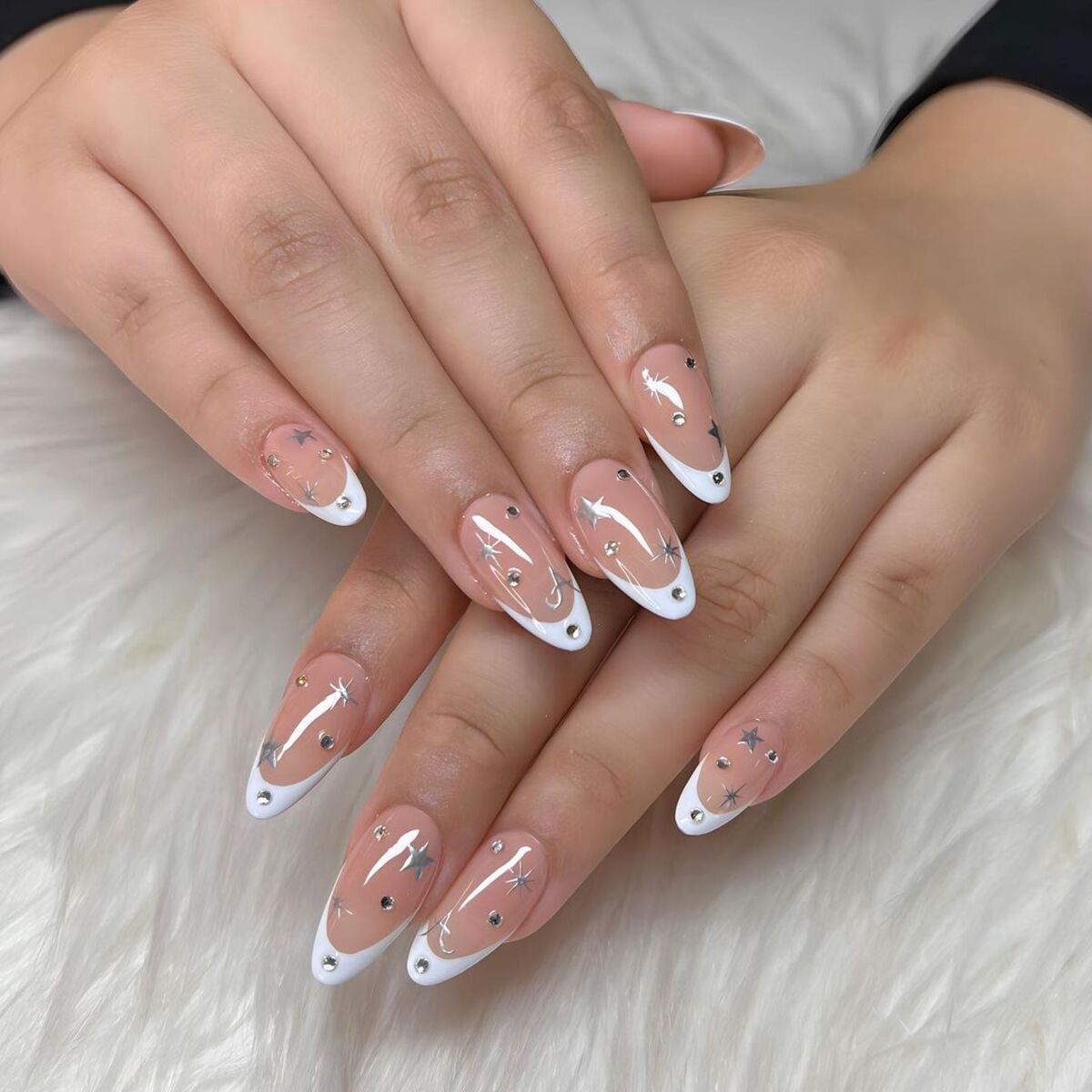 20. Celestial French Tips with Stars