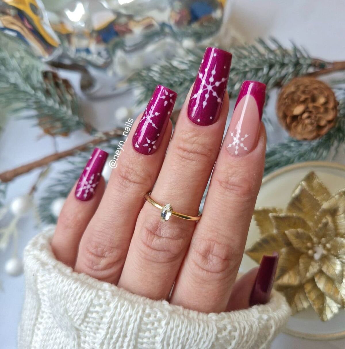 18. Winter Berry Red with Snowflake Details