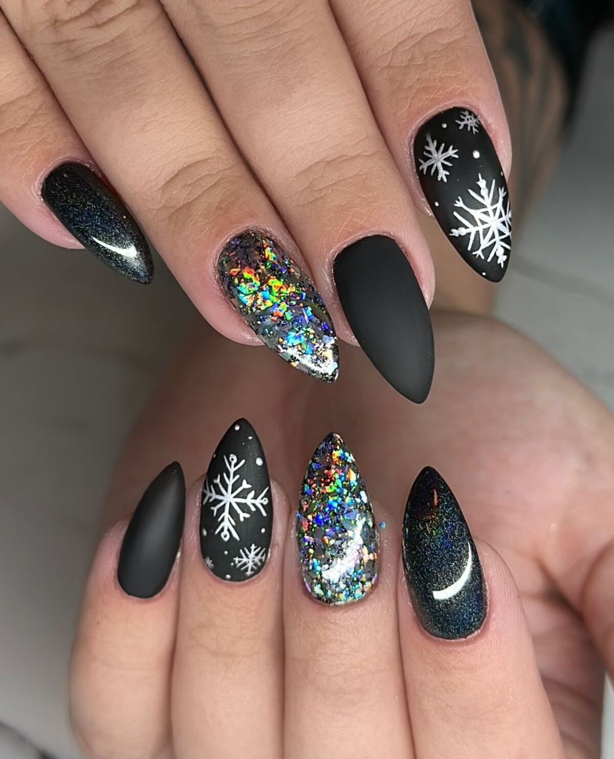 2. Cosmic Winter Glam in Black and Glitter