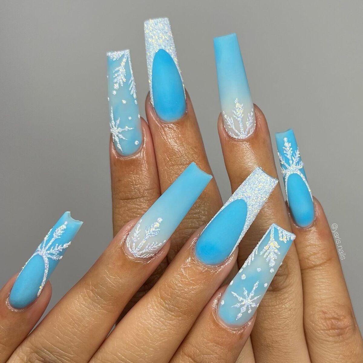 8. Frosty Blue Ombré with Sparkling Details