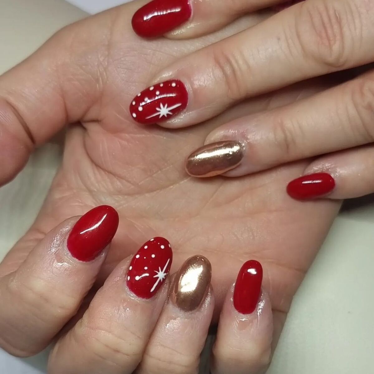 1. Classic Red with Festive Sparkle Accents