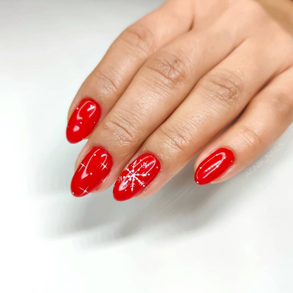 16. Festive Red with Delicate Snowflakes