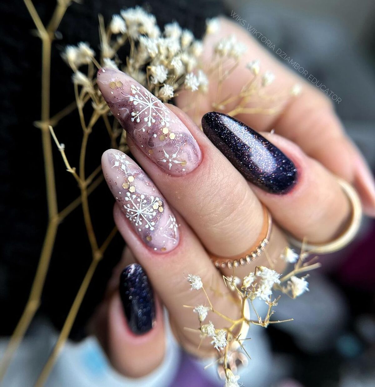 16. Cosmic Sparkle with Snowflake Details