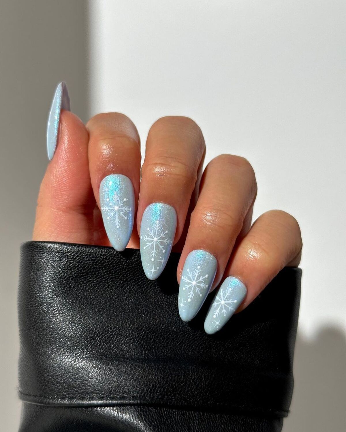 5. Icy Blue with Snowflake Elegance